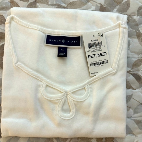 Karen Scott Sweetheart Keyhole Tank Top - Petite Medium - Picture 4 of 5
